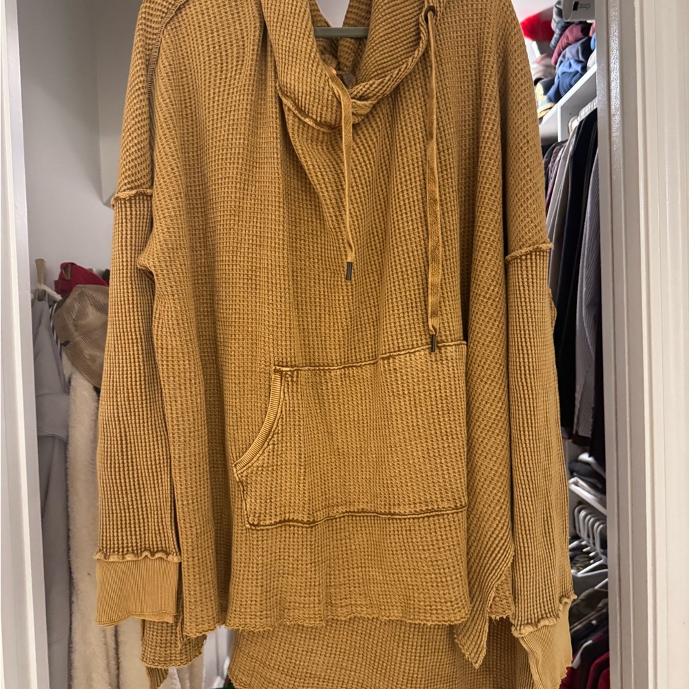 Free People Mustard Cowl Neck Sweater